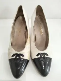 ジャンク品　CHANEL バイカラー パンプス ココマーク　37のサムネイル