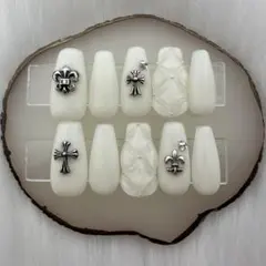 253 クロム y2k 韓国 シズニ キルティングネイル ワンホン ネイルチップ