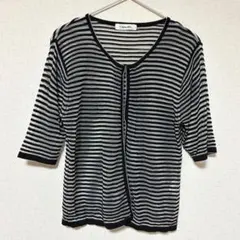 Archiveシアーカーディガン　ボーダー柄　五分袖　ブラック　透け感　春夏のサムネイル