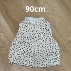 90cm 花柄 ベビーベスト アイボリー ブラウン