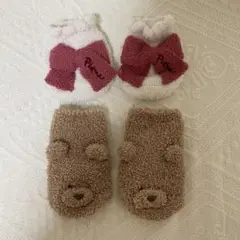 gelato pique ベビー靴下 2足セット くま クマ りぼん リボン