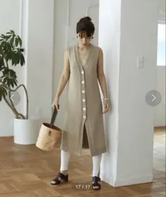 TODAYFUL 38 ヘリンボーン リネン ロング ベスト ジレ - メルカリ