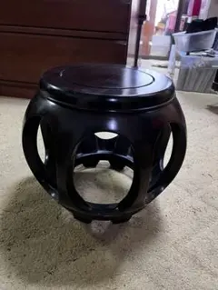 唐木　花台　丸椅子　飾り台　中国美術　アンティーク