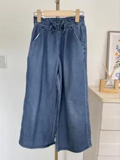 デニムブルー ワイドパンツ ゴムウエスト 150cm