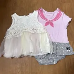 女の子　80 夏服ロンパースとチュールノースリーブ　2点