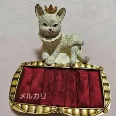 猫のジュエリーケース インテリアトレイ 王冠付き アンティーク調 