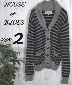☆ HOUSE of BLUES ☆ カーディガン【size 2】ボーダー　厚手