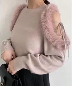 snidel エコファースリーブニットプルオーバー PNK