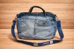 デニムリメイクバッグ ハンドメイド ショルダー付き 2way 一点物