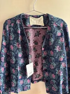 fig London ネイビー 花柄 ノーカラージャケットのサムネイル