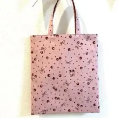 トートバッグ　さくらんぼ　りぼん柄