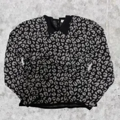 Y2K レオパード柄　ヒョウ柄　アニマル柄　襟付きニット　平成　ギャル