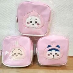 ちいかわスクエアポーチ ピーチ うさぎ　ハチワレ　ちいかわ　３種セット