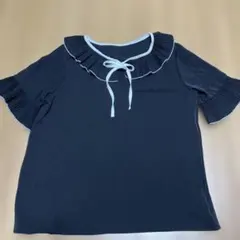 MISCH MASCH プリーツ襟 半袖ブラウス ブラックのサムネイル