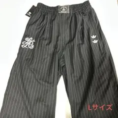 adidas ストライプパンツ L 黒