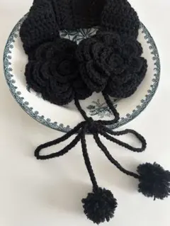お花イヤーマフ　ブラック