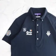 BEAMS GOLF パープルレーベル 長袖ポロシャツ M ワッペン ストレッチ
