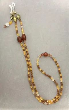 ハンドメイド　眼鏡ストラップ　ブラウン【M173】