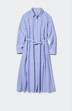 【新品未使用】ユニクロ ストライプコットンAラインシャツワンピース(S)