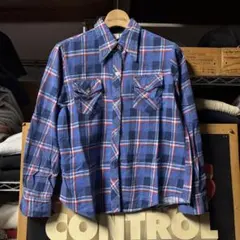 稲葉浩志 70s vintage オールコットン 襟芯入り プリントネルシャツ