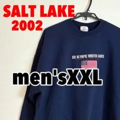 A627【SALT LAKE 2002】刺繍トレーナー【XXL】ネイビー