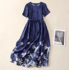 花柄 ロングワンピース Aラインワンピース カジュアル ゆったり 半袖