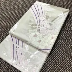 袋帯 六通 花柄 上品 淡色 新品未使用 長尺