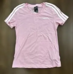 新品タグつき adidas ピンク Tシャツ Lサイズ 3本ライン