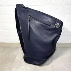 LOEWE ロエベ アナグラム アントン スリング レザー ボディバッグ 紺色のサムネイル