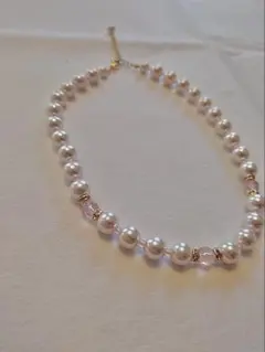 パールとクリスタルビーズのネックレス　アクセサリー　衣裳小物