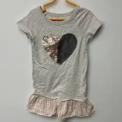 gap ハートスパンコールグレーTシャツ