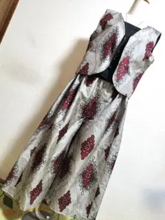 1821　着物リメイク☆アンティーク大島紬ワイドパンツ+リバーシブルベスト