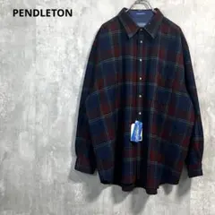 G様PENDLETONチェックシャツXXLウールUSA製デッドストック穴ありボロ