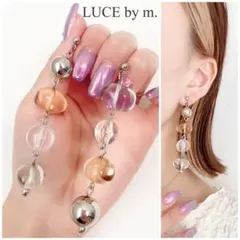 954 クリア シルバー お洒落 大人可愛い アシンメトリーピアス イヤリング