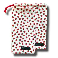 【ハンドメイド】給食袋・ランチマットセット　イチゴ柄　入学準備　女の子