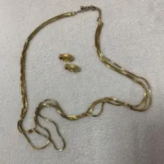 ゴールド ロングネックレス イヤリングセット