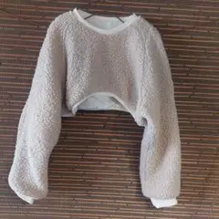 ベージュ フリース クロップドセーター 長袖⭐ショート丈⭐XL