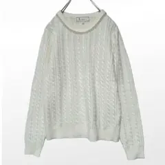 a1045【ロペピクニック】ケーブル編 ニットセーター 38号 アイボリー