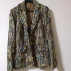 フリンジ付き多色テーラードジャケット