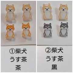 ハンドメイド　柴犬　ピアス　樹脂ピアス　犬　レジン