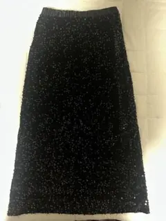 スパンコール付 黒 ロングスカート