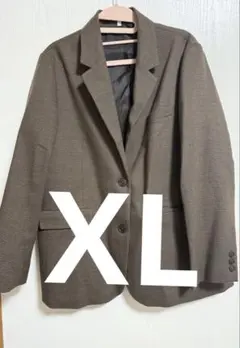 無印良品　良品計画　MUJI　起毛チェックジャケット　テーラード　ブラウン　XL