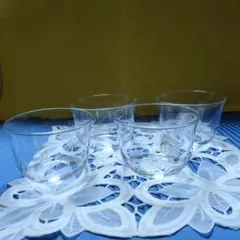 特選切子　ガラス冷茶用湯呑みカップ4個セット