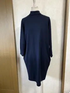 ♢KOEネイビー ハイネック カットソーワンピースM