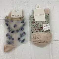 LAURA ASHLEY レディース ソックス　シルク混　小花模様　靴下　2足