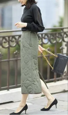 .& NOSTALGIA キルティングスカート（BLACK)