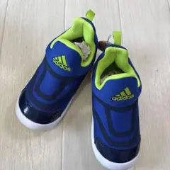 adidas ネイビー/ライムグリーン スリッポン