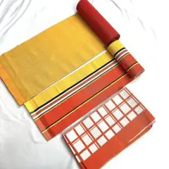 半幅帯　3点セット　まとめ売り　横縞　格子模様　リバーシブル　着物　101tzのサムネイル