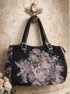 Think Beフラワービーズ・スパンコール　刺繍ハンドバッグ
