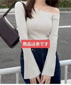 【即購入可】ru1102ワンショルダーフレアスリーブニットトップス